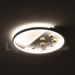 Dimmable White Stars Round Wood Ceiling Light Ultrathin Ceiling Lamp Also Can Be Used As Wall Light