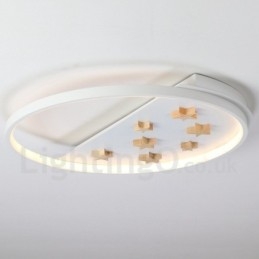 Dimmable White Stars Round Wood Ceiling Light Ultrathin Ceiling Lamp Also Can Be Used As Wall Light