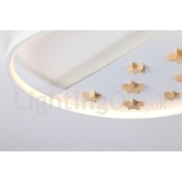 Dimmable White Stars Round Wood Ceiling Light Ultrathin Ceiling Lamp Also Can Be Used As Wall Light