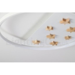 Dimmable White Stars Round Wood Ceiling Light Ultrathin Ceiling Lamp Also Can Be Used As Wall Light