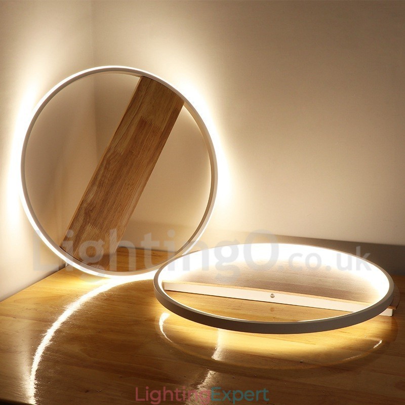 Dimmable White Round Wood Ceiling Light Ultrathin Ceiling Lamp Also Can Be Used As Wall Light
