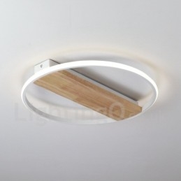 Dimmable White Round Wood Ceiling Light Ultrathin Ceiling Lamp Also Can Be Used As Wall Light
