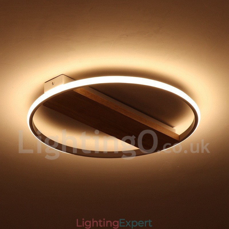 Dimmable White Round Wood Ceiling Light Ultrathin Ceiling Lamp Also Can Be Used As Wall Light