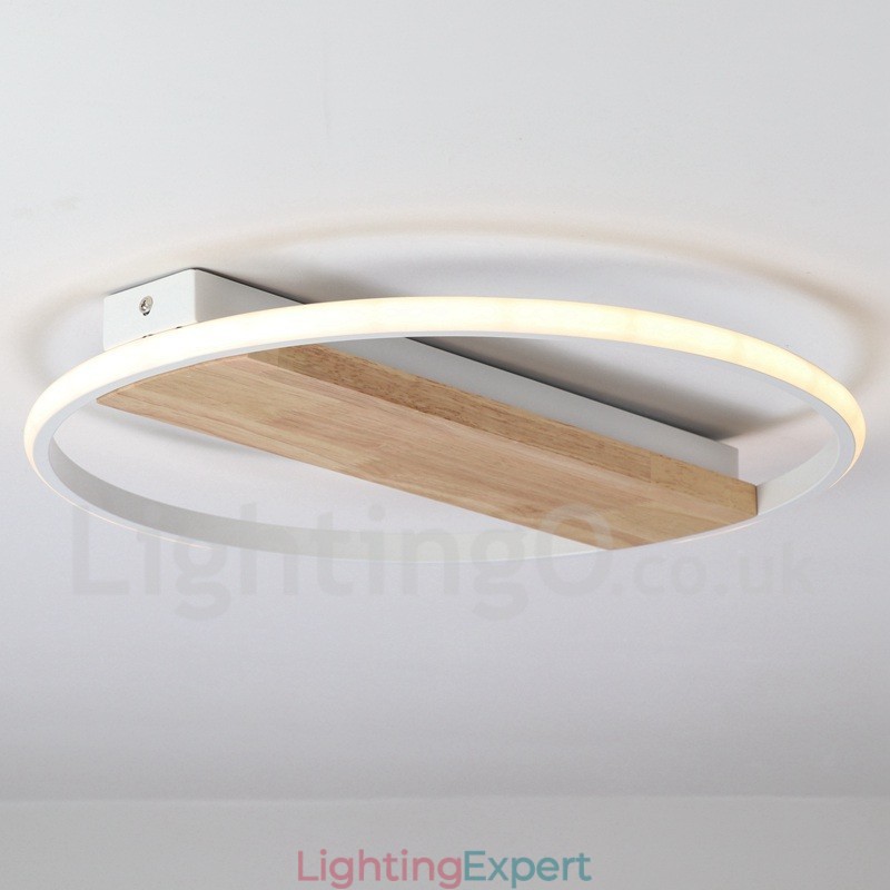 Dimmable White Round Wood Ceiling Light Ultrathin Ceiling Lamp Also Can Be Used As Wall Light