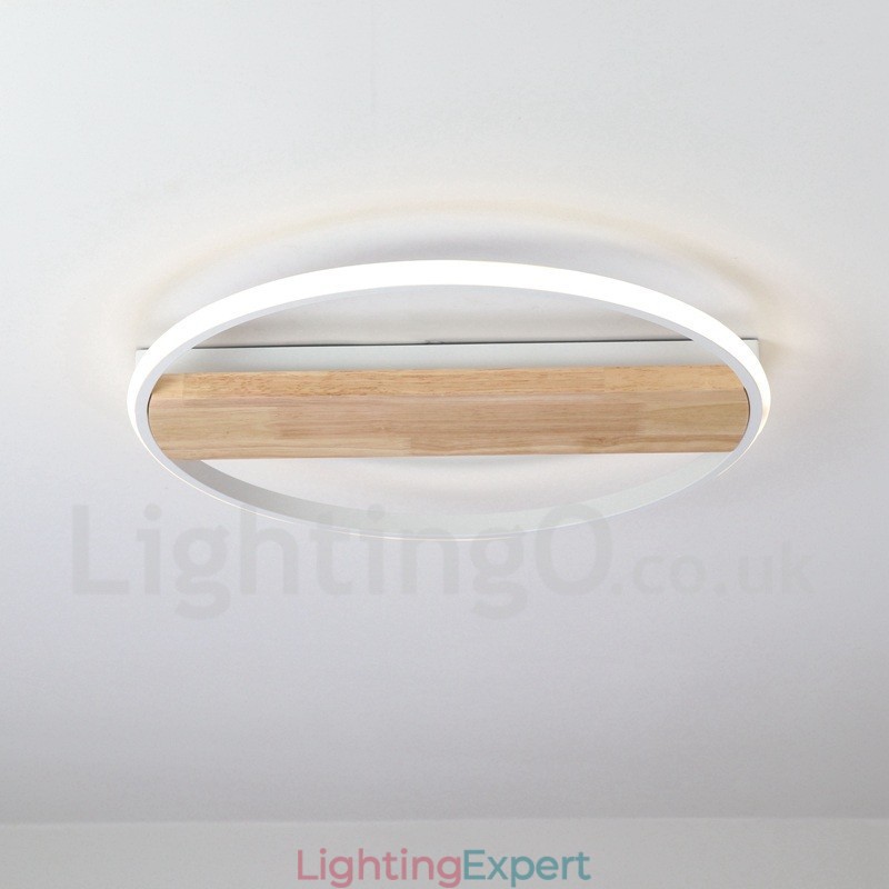 Dimmable White Round Wood Ceiling Light Ultrathin Ceiling Lamp Also Can Be Used As Wall Light