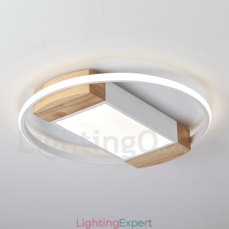 Dimmable White Round Wood Ceiling Light Ultrathin Ceiling Lamp Also Can Be Used As Wall Light