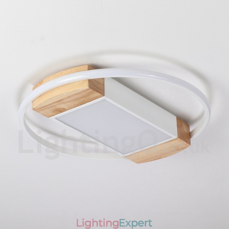 Dimmable White Round Wood Ceiling Light Ultrathin Ceiling Lamp Also Can Be Used As Wall Light