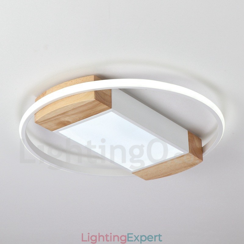Dimmable White Round Wood Ceiling Light Ultrathin Ceiling Lamp Also Can Be Used As Wall Light