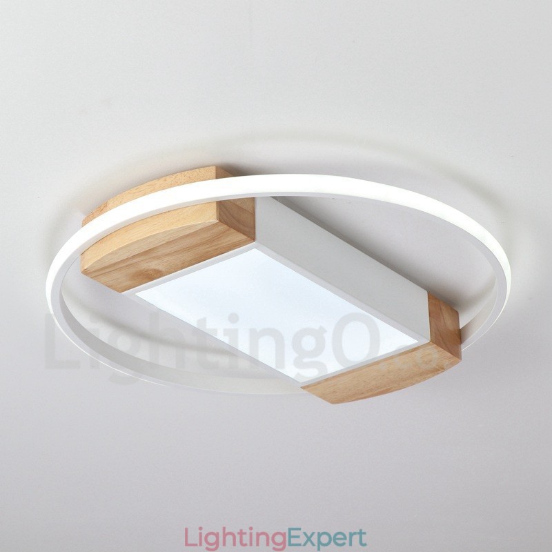 Dimmable White Round Wood Ceiling Light Ultrathin Ceiling Lamp Also Can Be Used As Wall Light