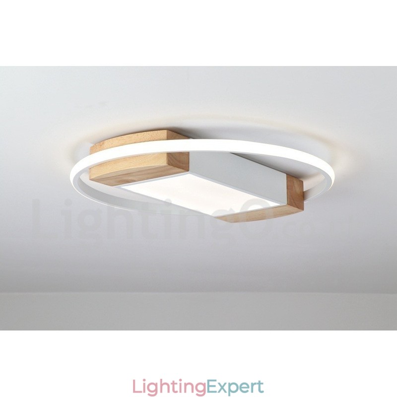Dimmable White Round Wood Ceiling Light Ultrathin Ceiling Lamp Also Can Be Used As Wall Light