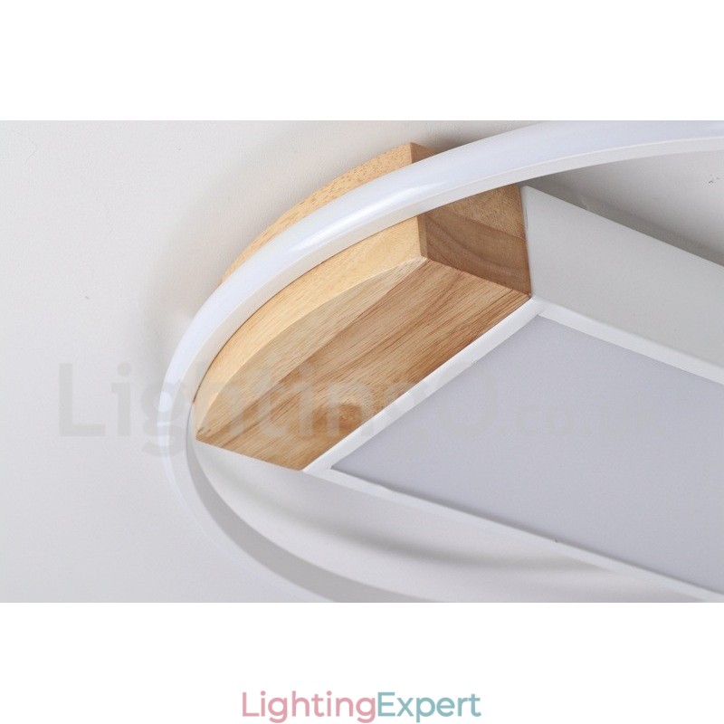 Dimmable White Round Wood Ceiling Light Ultrathin Ceiling Lamp Also Can Be Used As Wall Light