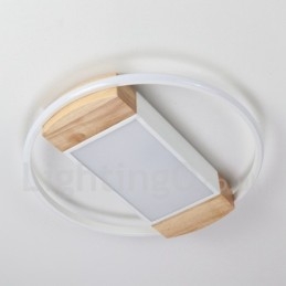 Dimmable White Round Wood Ceiling Light Ultrathin Ceiling Lamp Also Can Be Used As Wall Light