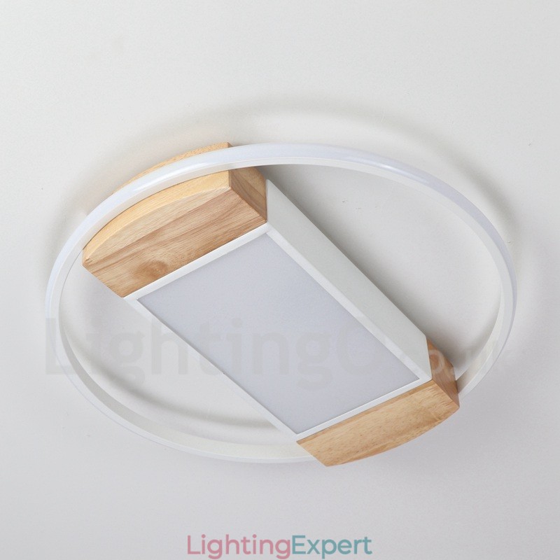 Dimmable White Round Wood Ceiling Light Ultrathin Ceiling Lamp Also Can Be Used As Wall Light