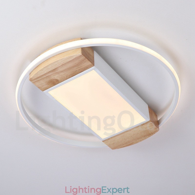Dimmable White Round Wood Ceiling Light Ultrathin Ceiling Lamp Also Can Be Used As Wall Light
