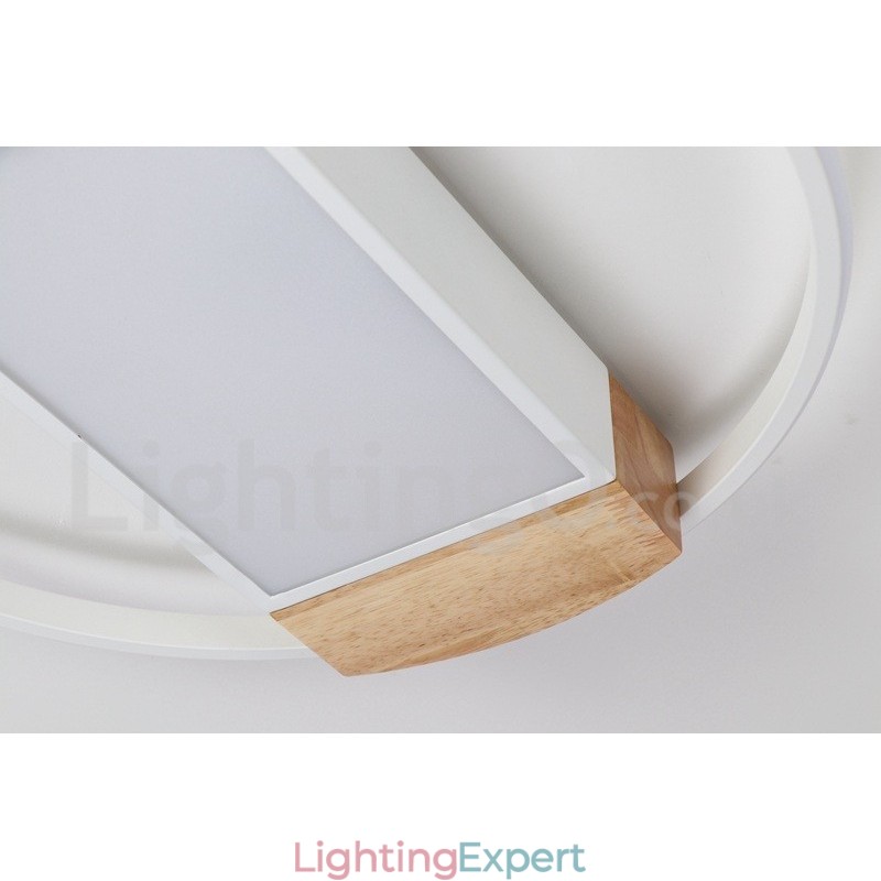Dimmable White Round Wood Ceiling Light Ultrathin Ceiling Lamp Also Can Be Used As Wall Light