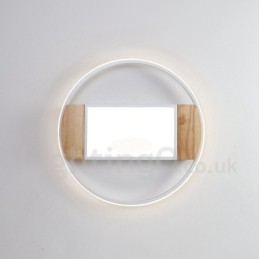 Dimmable White Round Wood Ceiling Light Ultrathin Ceiling Lamp Also Can Be Used As Wall Light