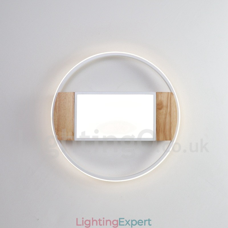 Dimmable White Round Wood Ceiling Light Ultrathin Ceiling Lamp Also Can Be Used As Wall Light
