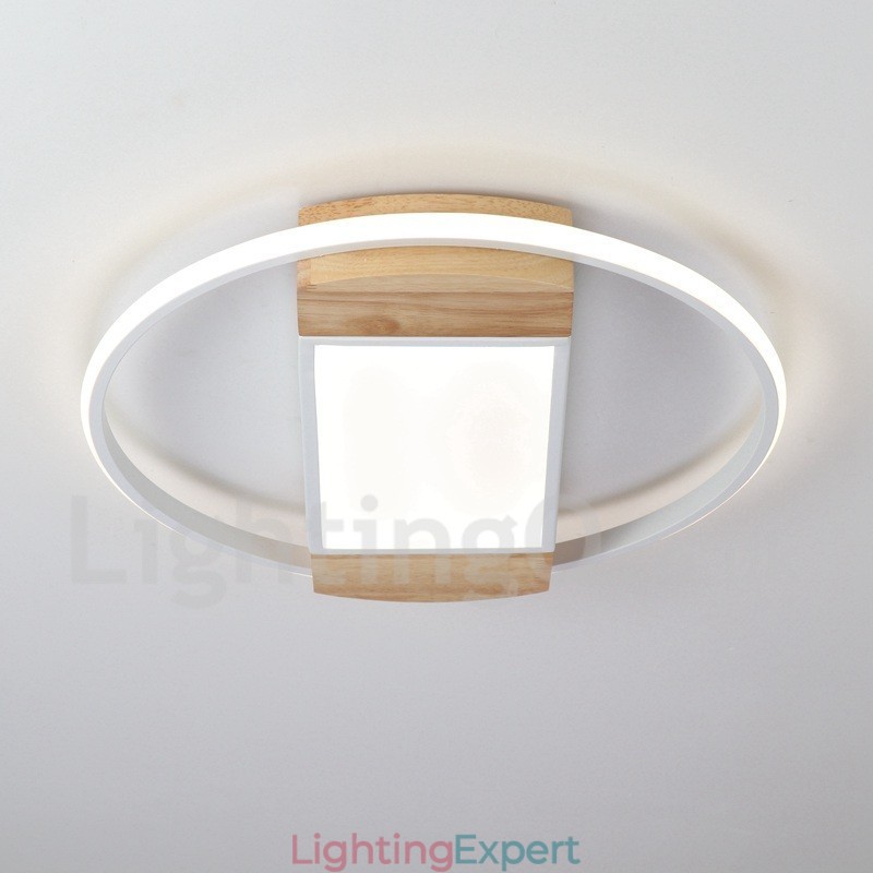 Dimmable White Round Wood Ceiling Light Ultrathin Ceiling Lamp Also Can Be Used As Wall Light