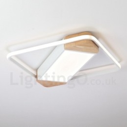 Dimmable White Square Wood Ceiling Light Ultrathin Ceiling Lamp Also Can Be Used As Wall Light