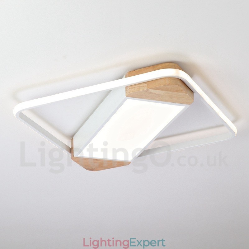 Dimmable White Square Wood Ceiling Light Ultrathin Ceiling Lamp Also Can Be Used As Wall Light
