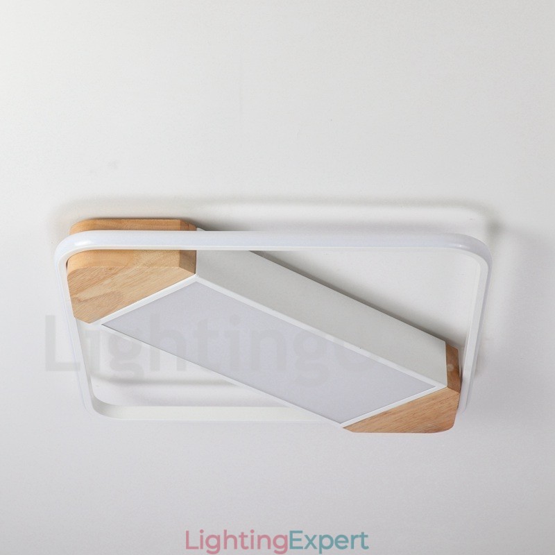 Dimmable White Square Wood Ceiling Light Ultrathin Ceiling Lamp Also Can Be Used As Wall Light