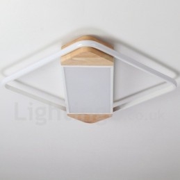 Dimmable White Square Wood Ceiling Light Ultrathin Ceiling Lamp Also Can Be Used As Wall Light