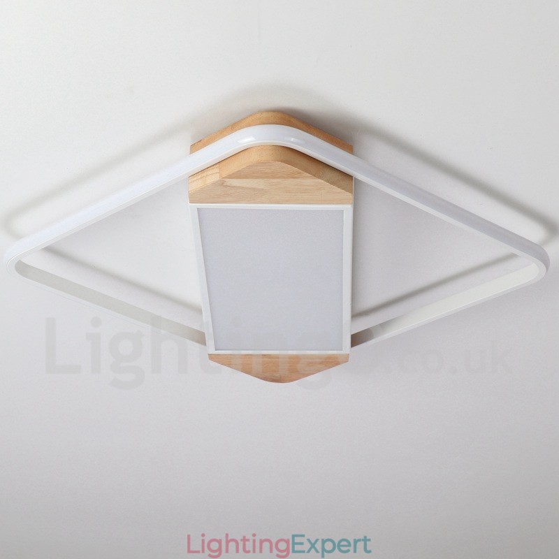 Dimmable White Square Wood Ceiling Light Ultrathin Ceiling Lamp Also Can Be Used As Wall Light