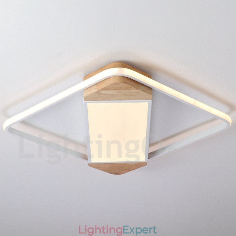 Dimmable White Square Wood Ceiling Light Ultrathin Ceiling Lamp Also Can Be Used As Wall Light