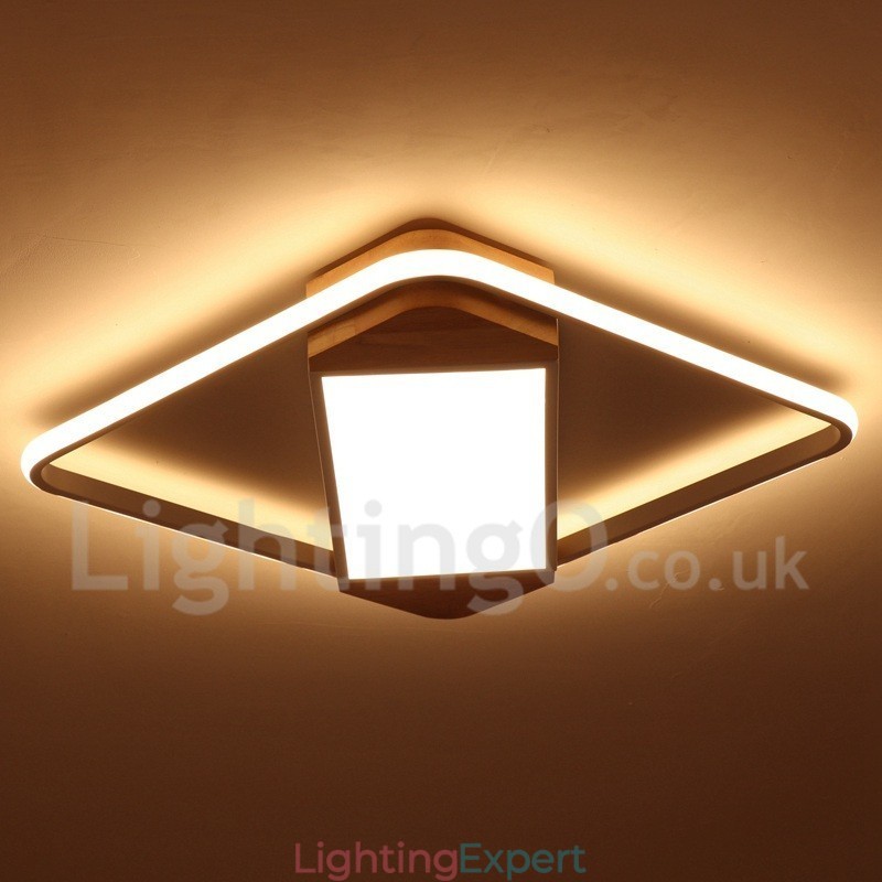 Dimmable White Square Wood Ceiling Light Ultrathin Ceiling Lamp Also Can Be Used As Wall Light