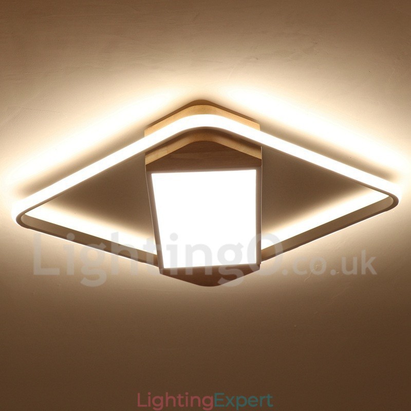 Dimmable White Square Wood Ceiling Light Ultrathin Ceiling Lamp Also Can Be Used As Wall Light