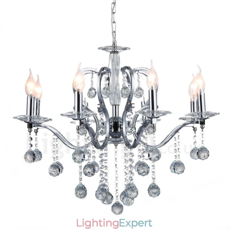 Chrome Elegant Crystal Candle Chandelier