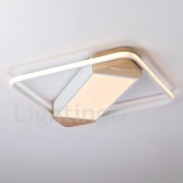 Dimmable White Square Wood Ceiling Light Ultrathin Ceiling Lamp Also Can Be Used As Wall Light
