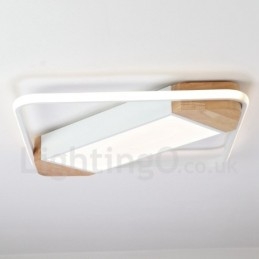 Dimmable White Square Wood Ceiling Light Ultrathin Ceiling Lamp Also Can Be Used As Wall Light