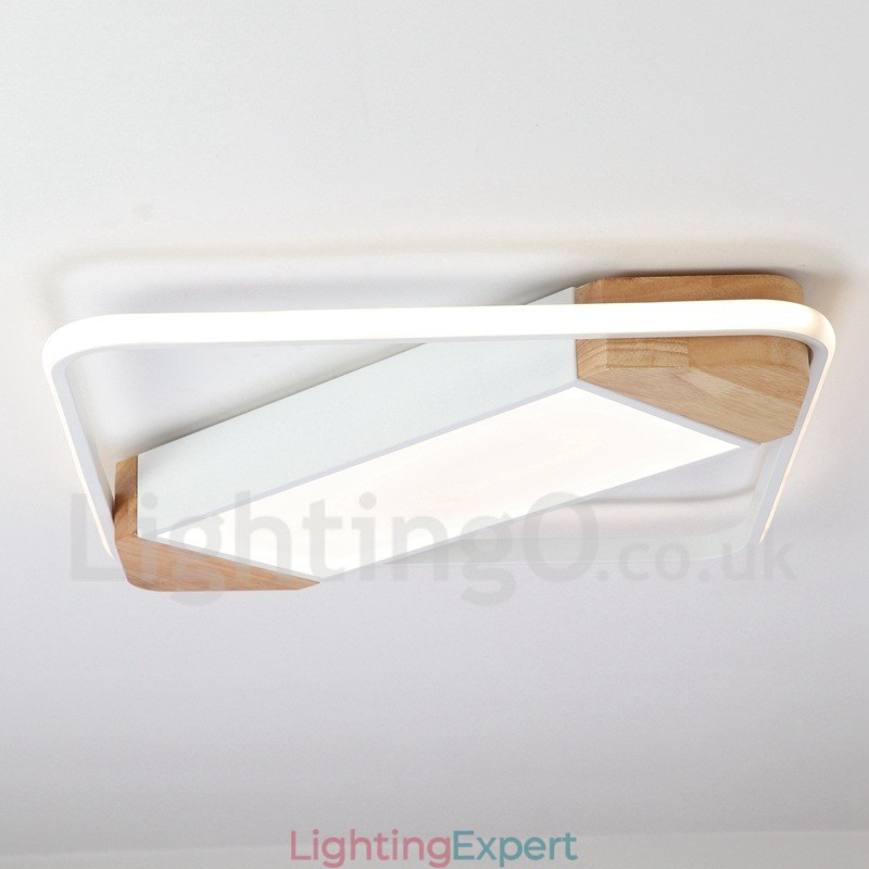 Dimmable White Square Wood Ceiling Light Ultrathin Ceiling Lamp Also Can Be Used As Wall Light