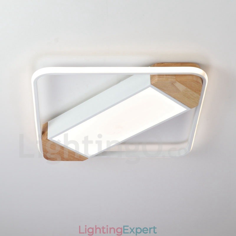 Dimmable White Square Wood Ceiling Light Ultrathin Ceiling Lamp Also Can Be Used As Wall Light