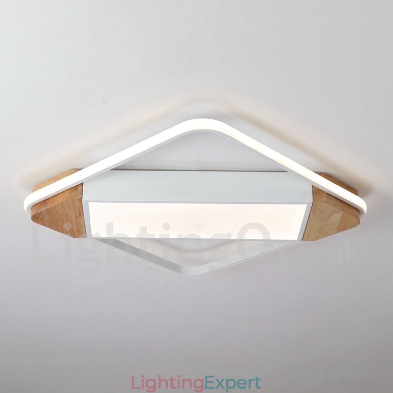Dimmable White Square Wood Ceiling Light Ultrathin Ceiling Lamp Also Can Be Used As Wall Light