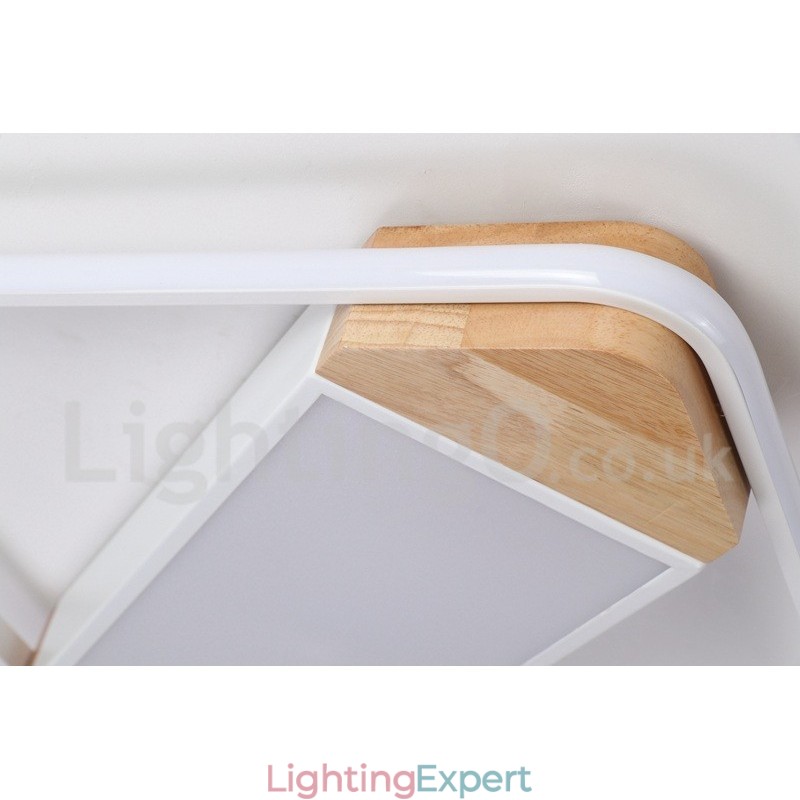 Dimmable White Square Wood Ceiling Light Ultrathin Ceiling Lamp Also Can Be Used As Wall Light