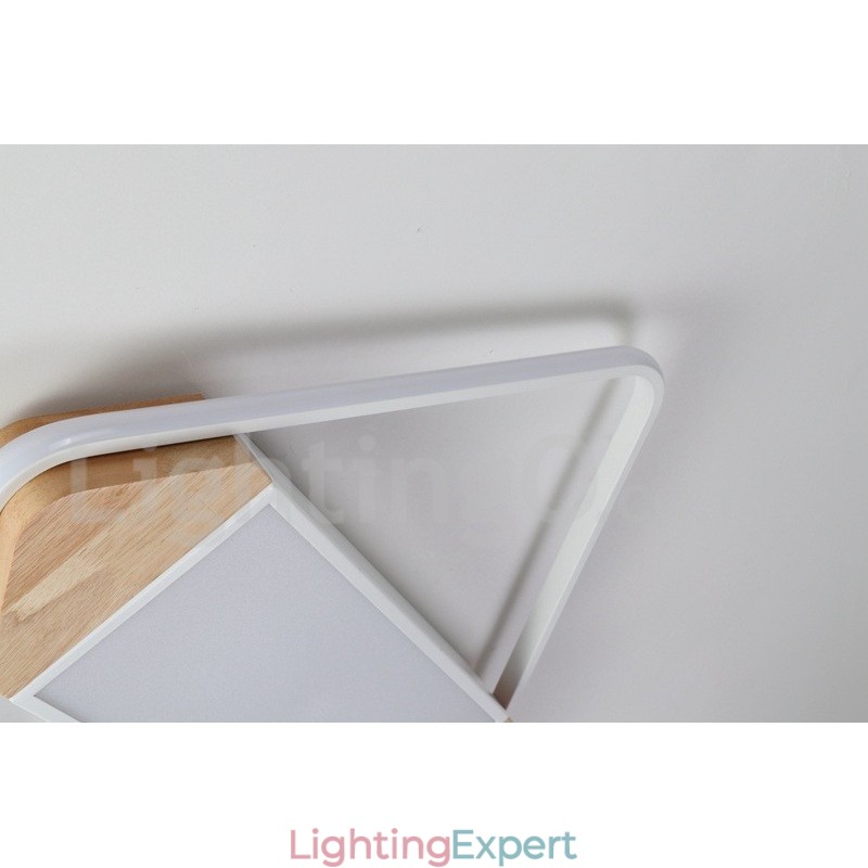 Dimmable White Square Wood Ceiling Light Ultrathin Ceiling Lamp Also Can Be Used As Wall Light