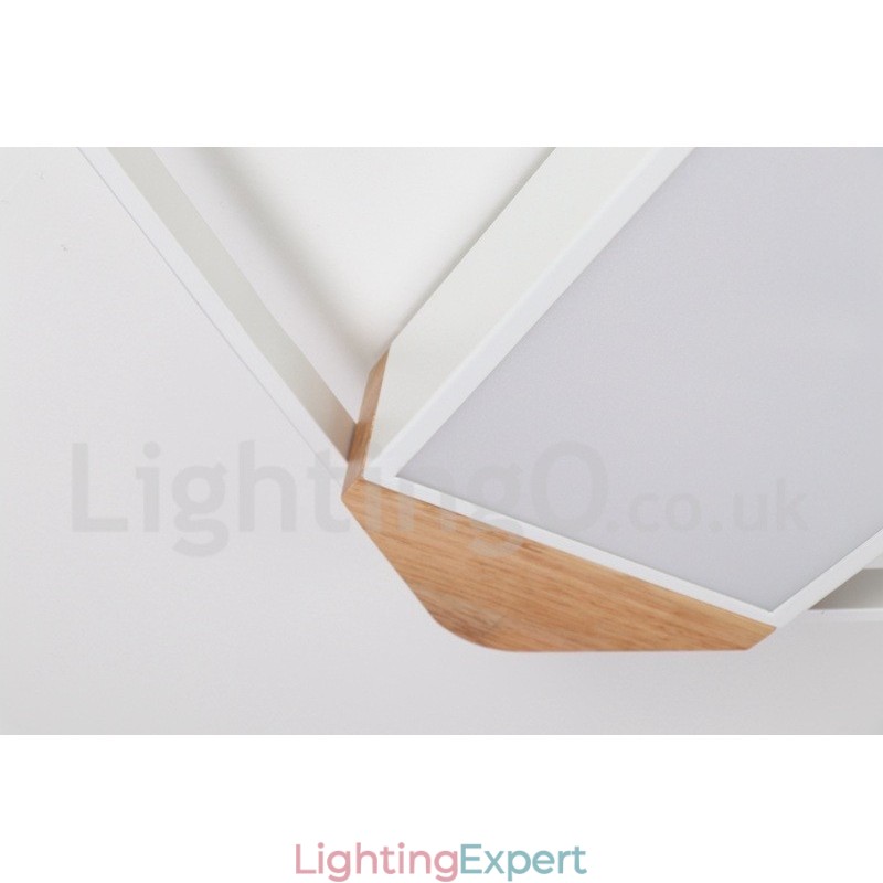 Dimmable White Square Wood Ceiling Light Ultrathin Ceiling Lamp Also Can Be Used As Wall Light