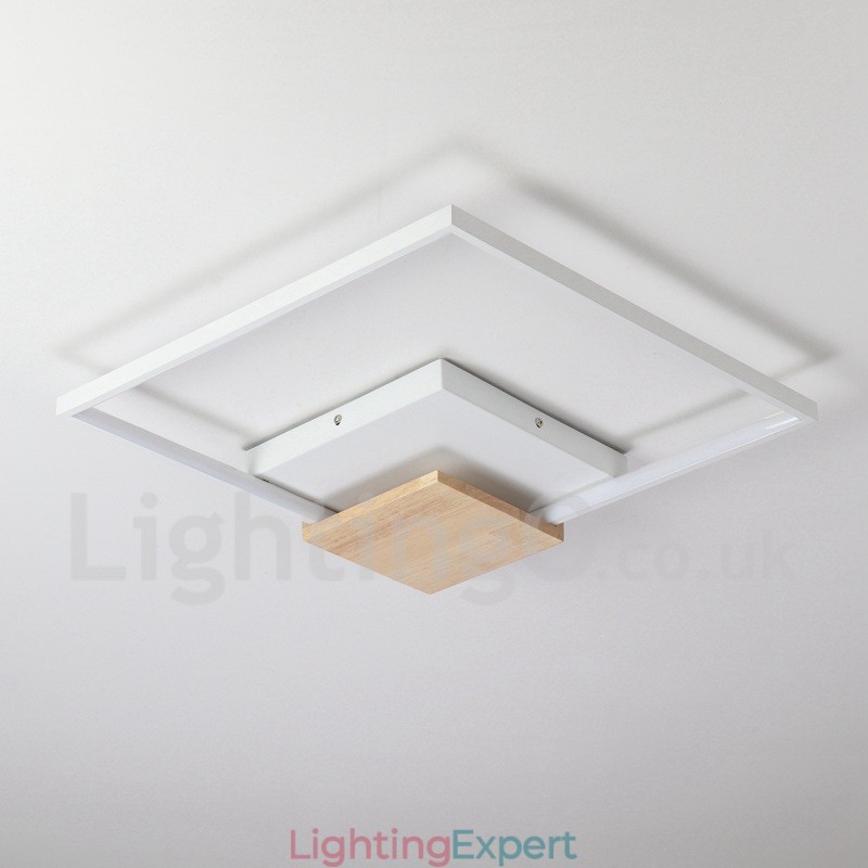 Dimmable White Square Wood Ceiling Light Ultrathin Ceiling Lamp Also Can Be Used As Wall Light