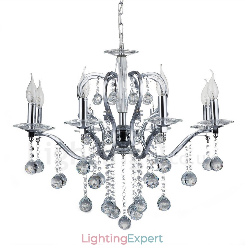 Chrome Elegant Crystal Candle Chandelier