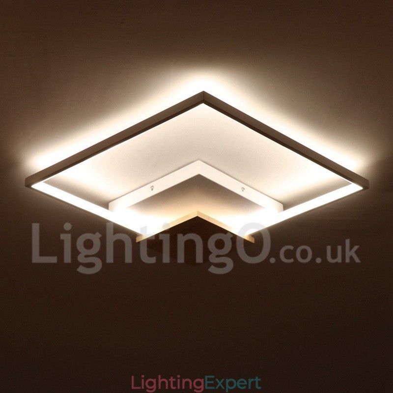 Dimmable White Square Wood Ceiling Light Ultrathin Ceiling Lamp Also Can Be Used As Wall Light