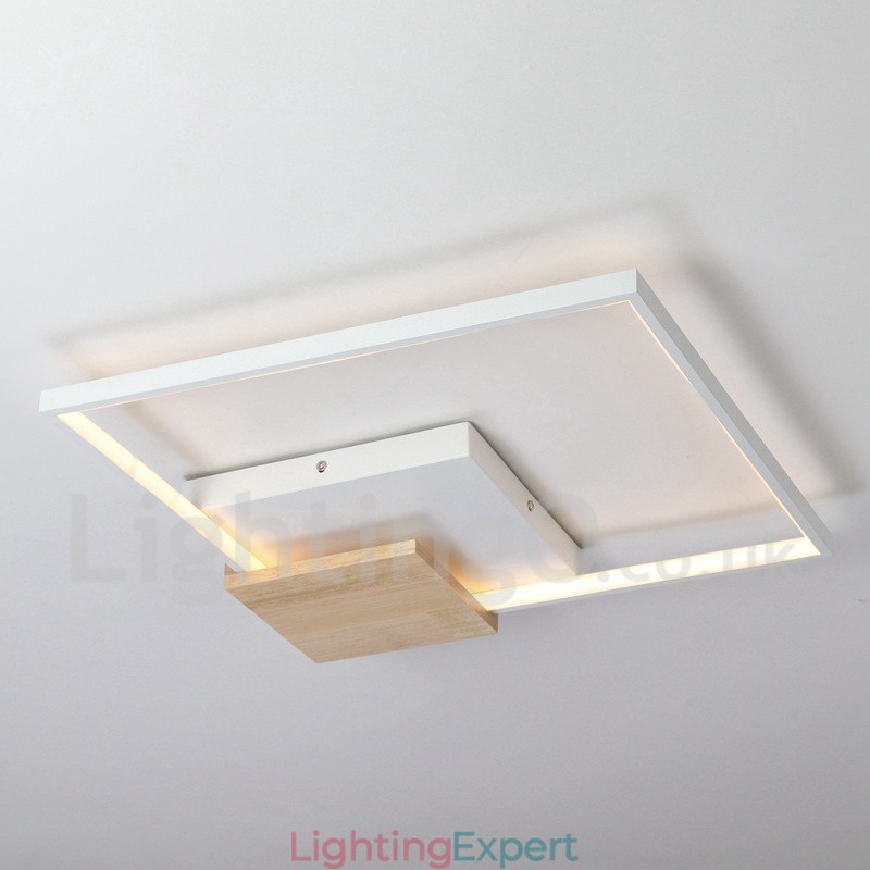 Dimmable White Square Wood Ceiling Light Ultrathin Ceiling Lamp Also Can Be Used As Wall Light