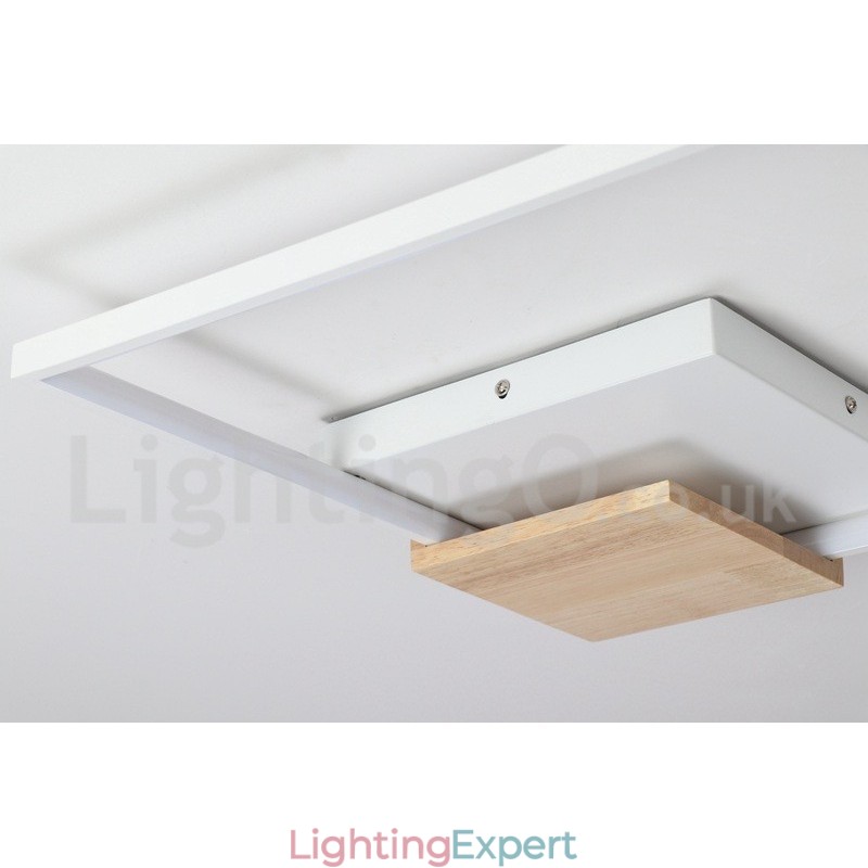 Dimmable White Square Wood Ceiling Light Ultrathin Ceiling Lamp Also Can Be Used As Wall Light