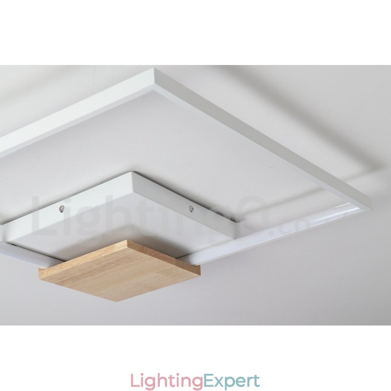Dimmable White Square Wood Ceiling Light Ultrathin Ceiling Lamp Also Can Be Used As Wall Light