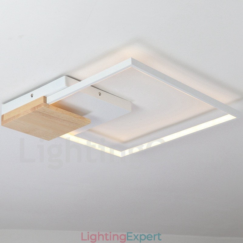 Dimmable White Square Wood Ceiling Light Ultrathin Ceiling Lamp Also Can Be Used As Wall Light