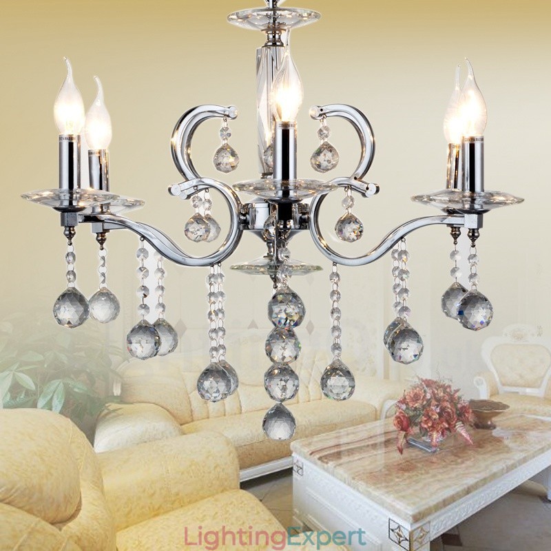 Chrome Elegant Crystal Candle Chandelier