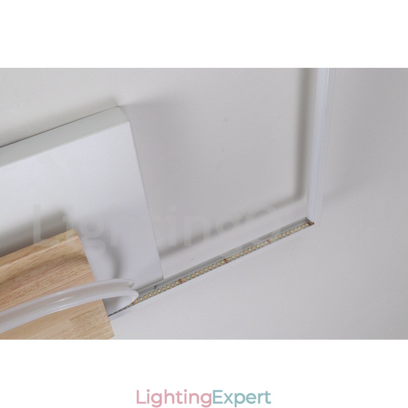 Dimmable White Square Wood Ceiling Light Ultrathin Ceiling Lamp Also Can Be Used As Wall Light