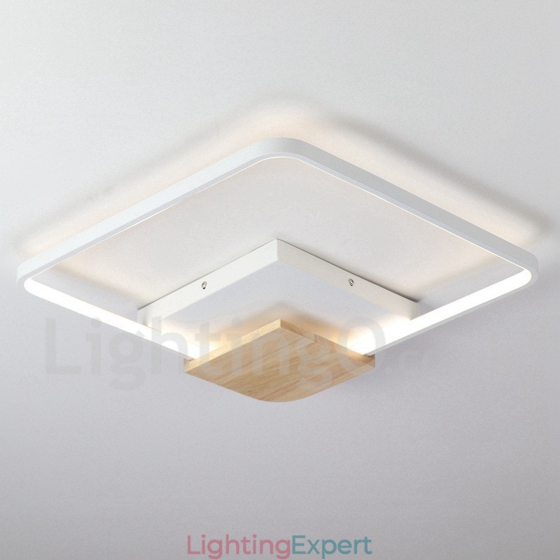 Dimmable White Square Wood Ceiling Light Ultrathin Ceiling Lamp Also Can Be Used As Wall Light