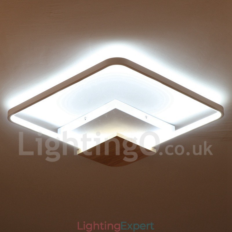 Dimmable White Square Wood Ceiling Light Ultrathin Ceiling Lamp Also Can Be Used As Wall Light